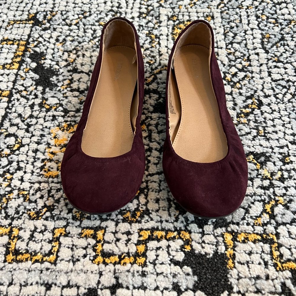Women's Merona Courtney Hidden Wedge Ballet Flats - Size 8W, Burgundy